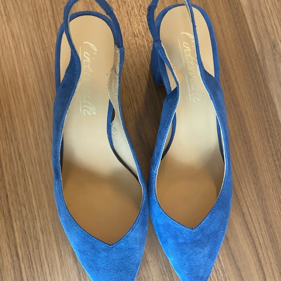 NEW Lintervalle Blue Suede Sling Backs! - Picture 4 of 8